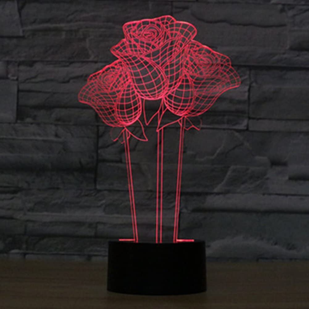3D LED Lamp - 3 Roses