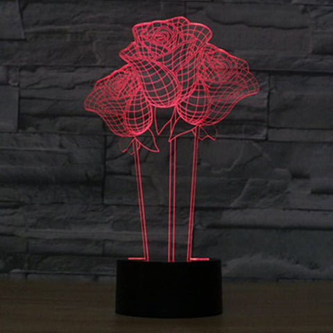 3D LED Lamp - 3 Roses