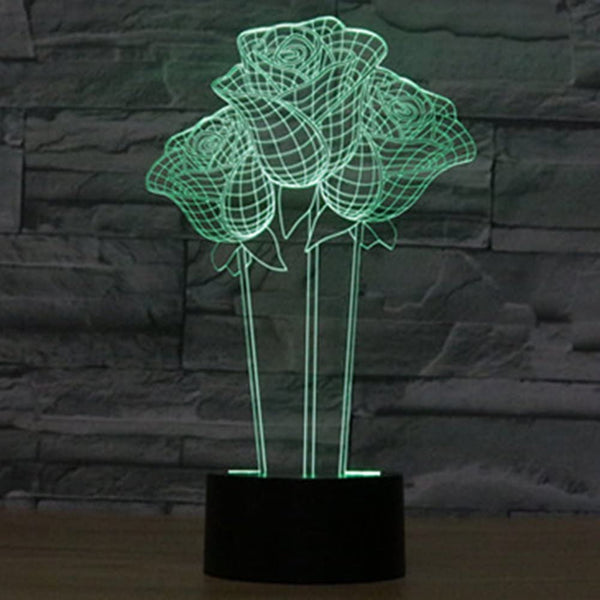 3D LED Lamp - 3 Roses