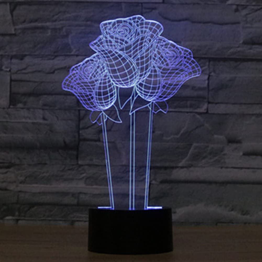 3D LED Lamp - 3 Roses