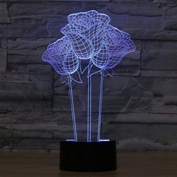 3D LED Lamp - 3 Roses