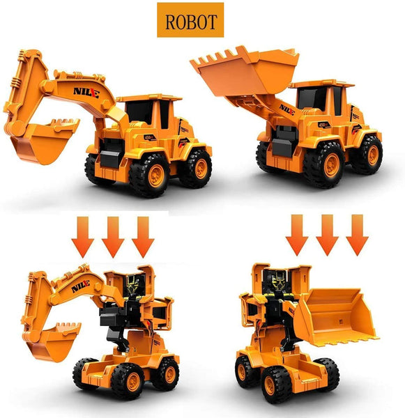 2 in 1 Friction Power Bulldozer Transformer Truck - 2 Pack