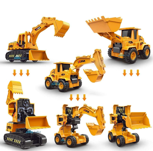 2 in 1 Friction Power Bulldozer Transformer Truck - 2 Pack