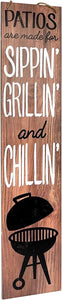 Porch Double-Sided Sign - Patio Drinks/Sippin' Grillin