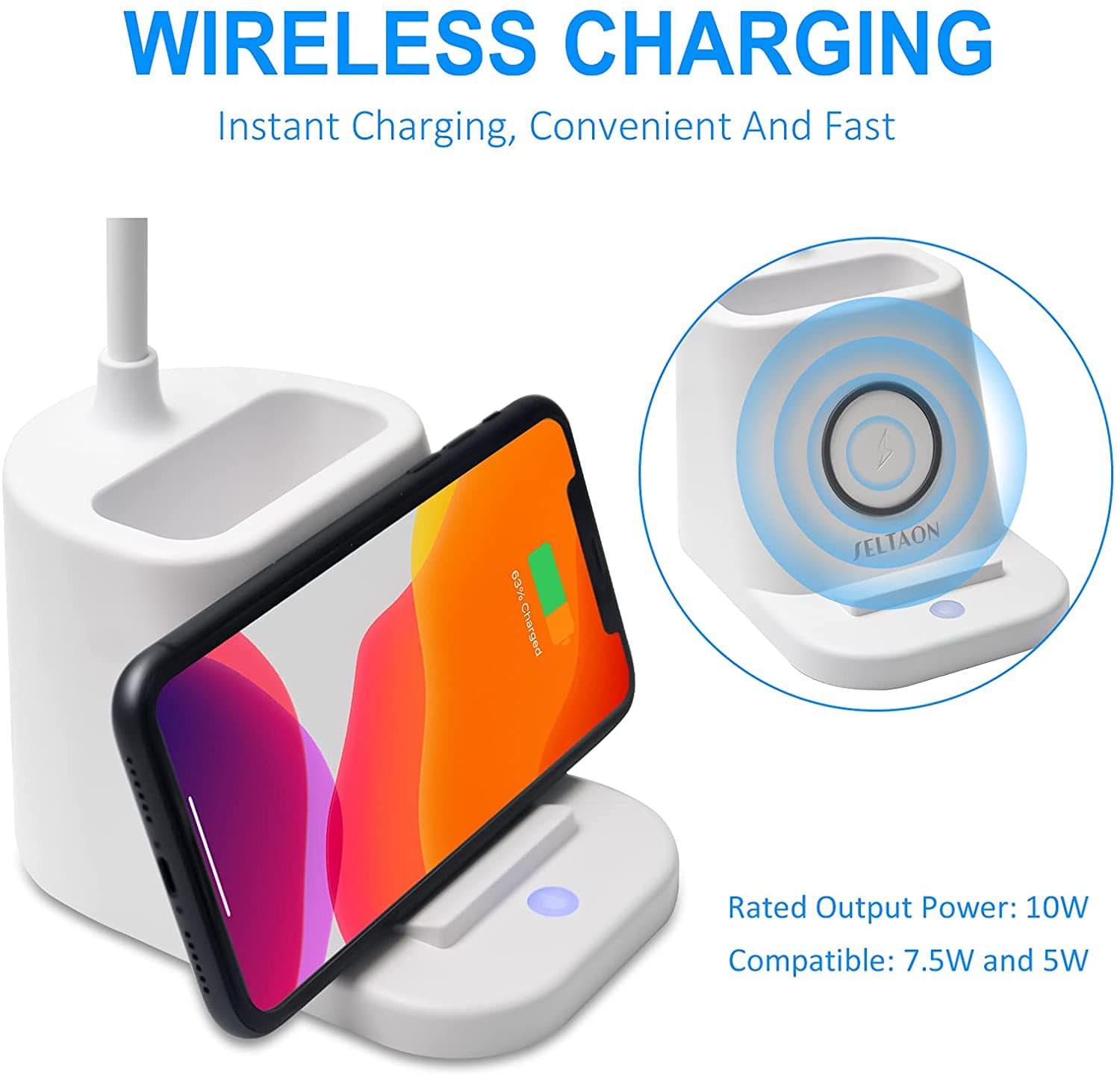 LED Desk Lamp  With  Wireless Charging and Pencil Holder