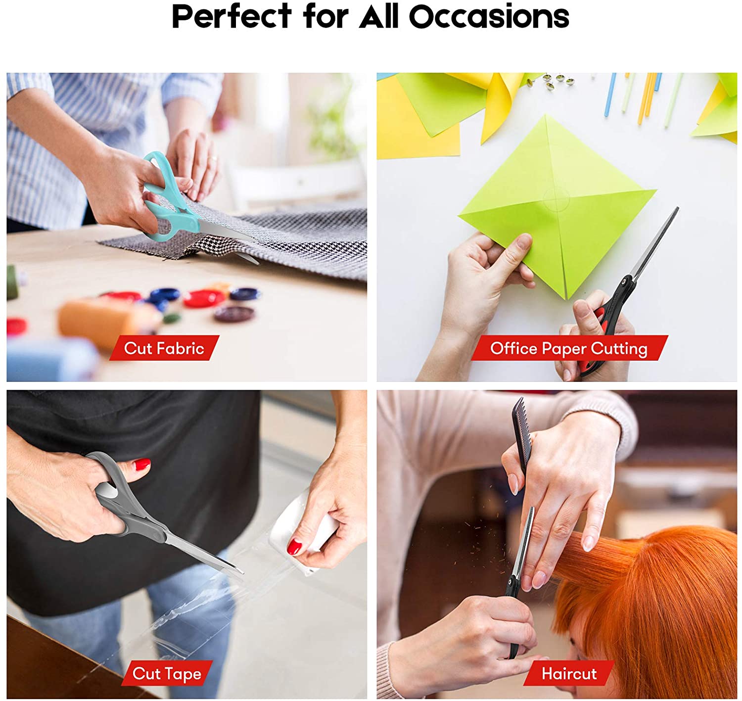 Multi-purpose 3 Pack Scissors With Soft Grip