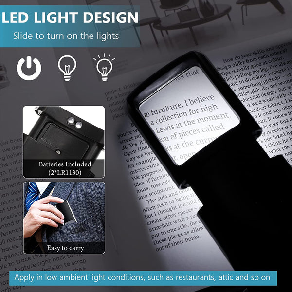Magnifier Loupe - Sliding Magnifying Glass With 2 LED Lights