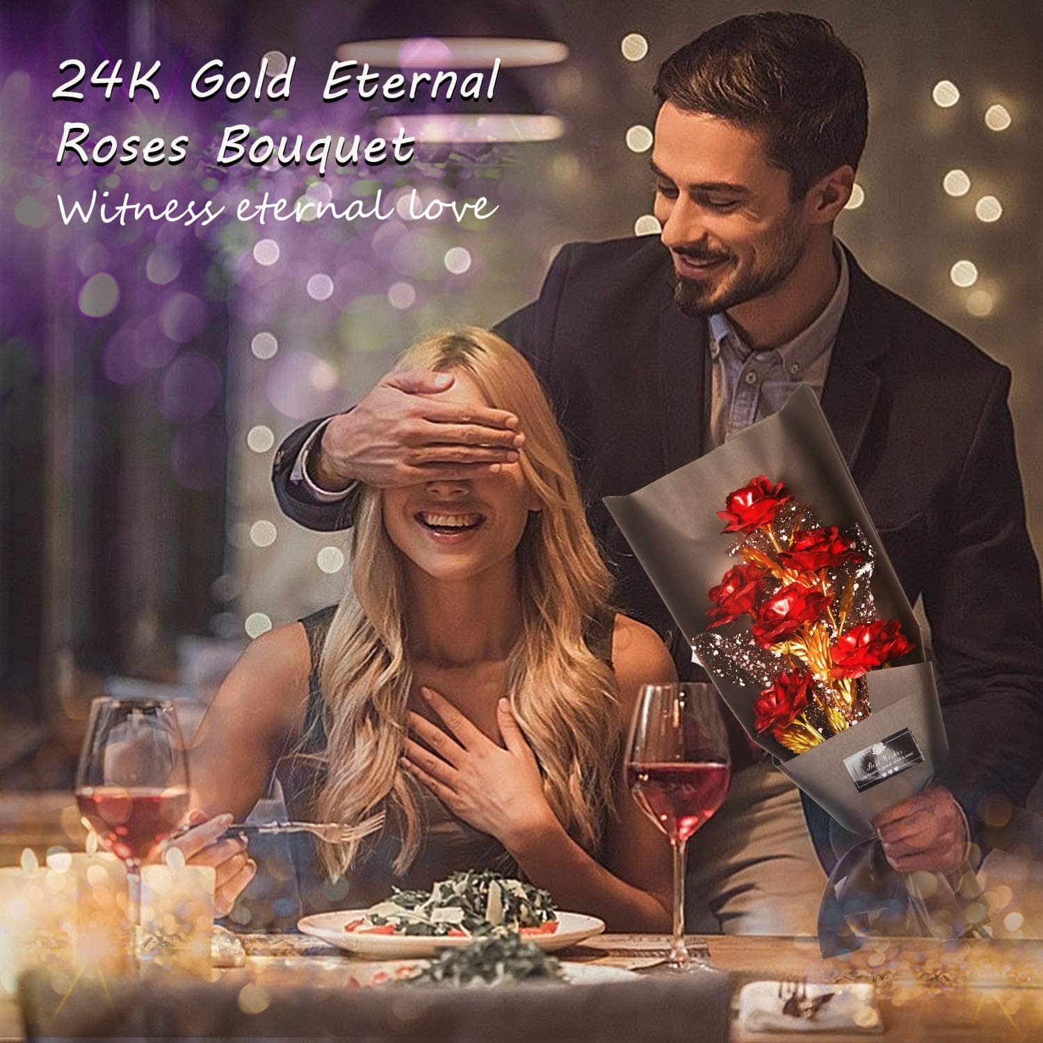 Artificial Rose Bouquet With LED Lights Gift Box