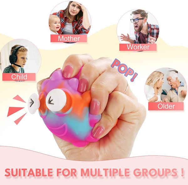 4 Pack 3D Fidget Eye Popping Squeeze Ball Light Up