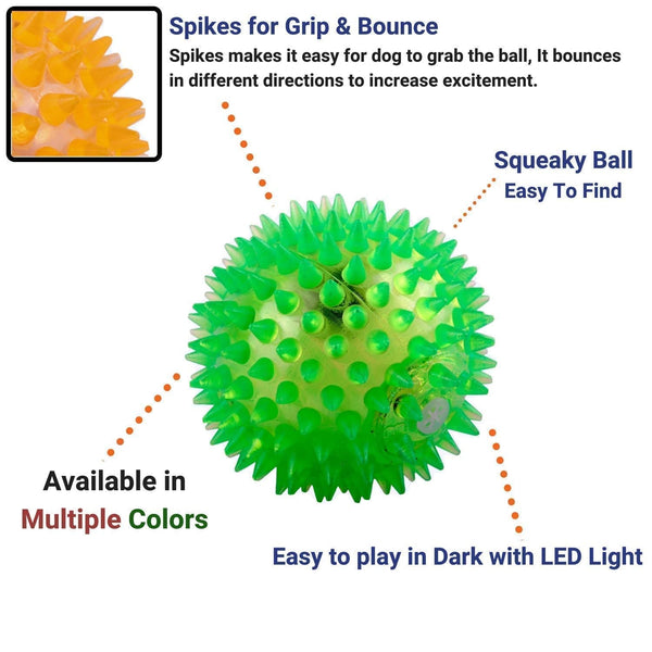Spiky Bounce Ball - Light Up & Squeeze Sound - 2 Pack