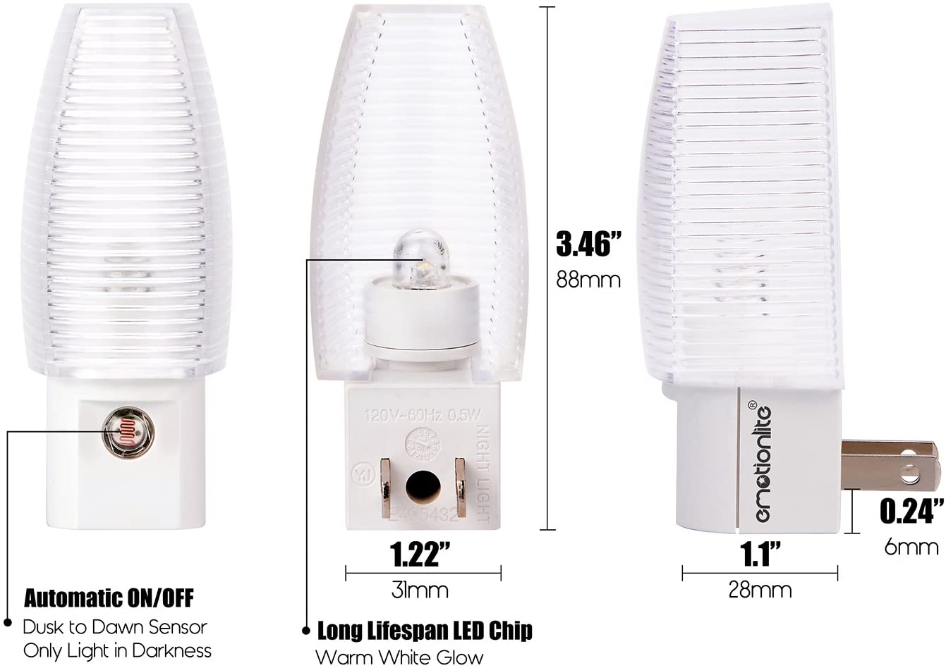 4 Pack Automatic Night Light With Sensor
