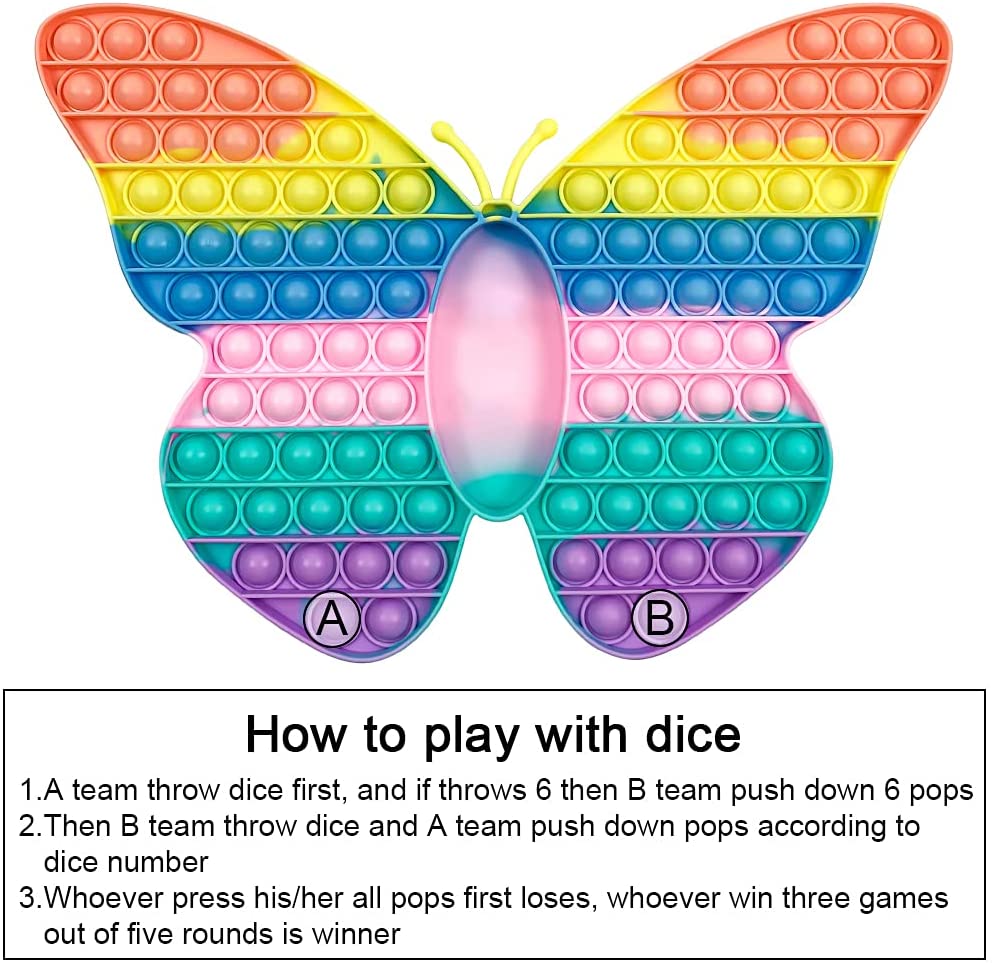 POPBUBBLE - BUTTERFLY WITH 2 DICES - PASTEL COLOUR