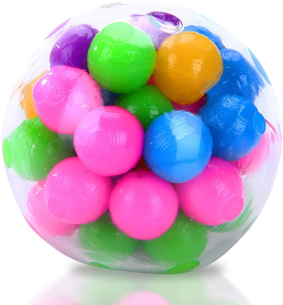 Mesh Squish Ball - Rainbow Stress Ball  Set of 5