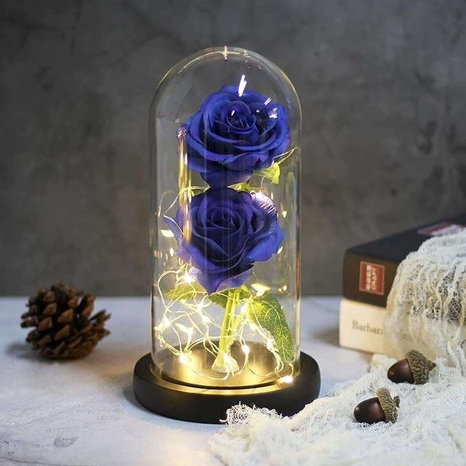 Holographic  Double Rose With Dome