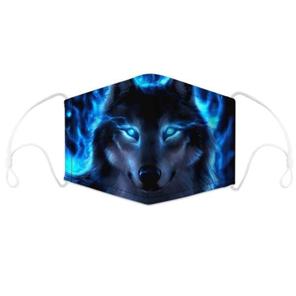 2 Pack: Washable Cotton Fire Wolf Fashion Mask with Filter Pocket