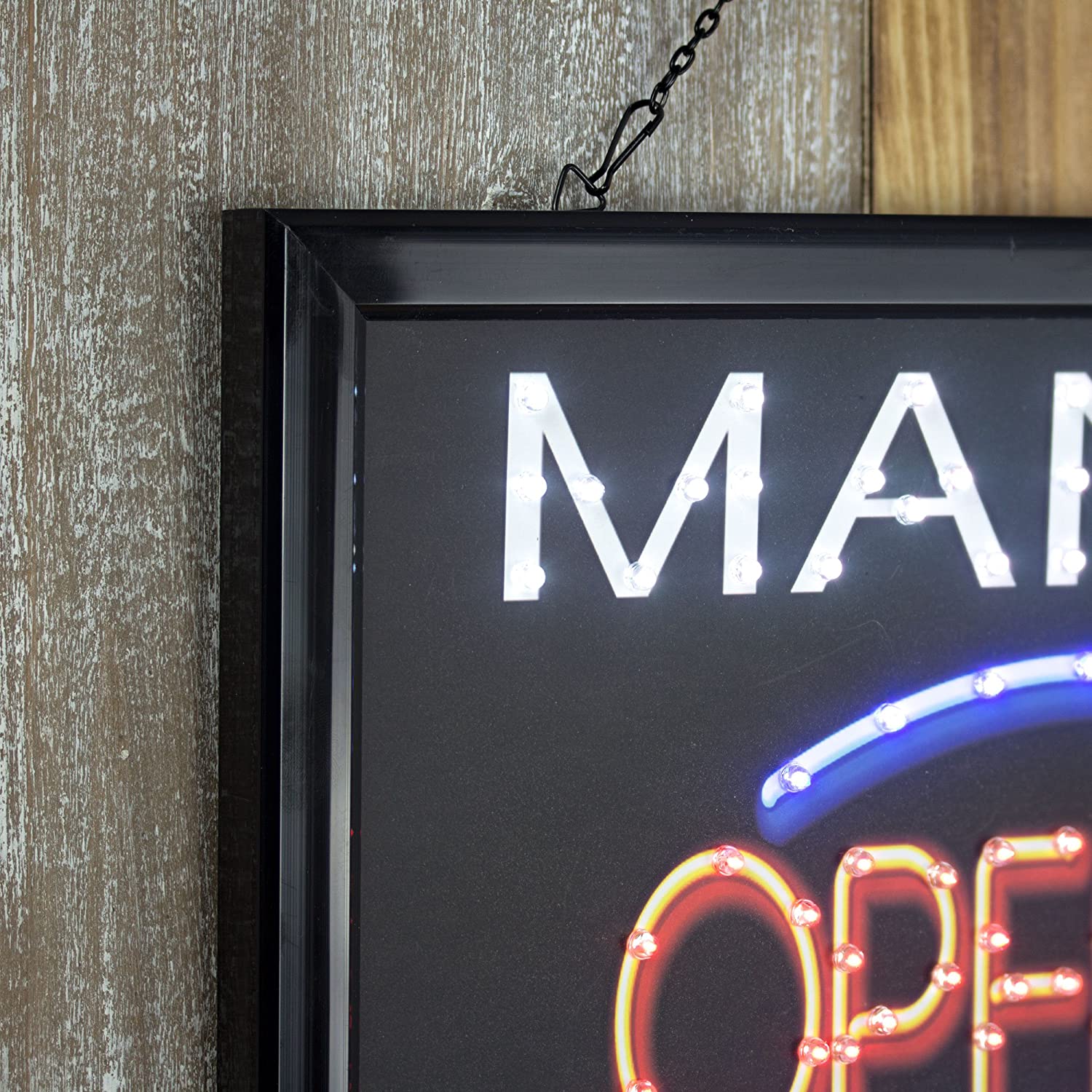 Man Cave Open 24/7 Framed LED Sign