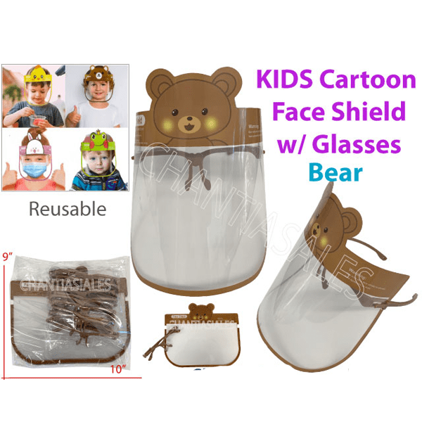 2 Pack: Kids Cartoon Face Shield with Glasses Frame
