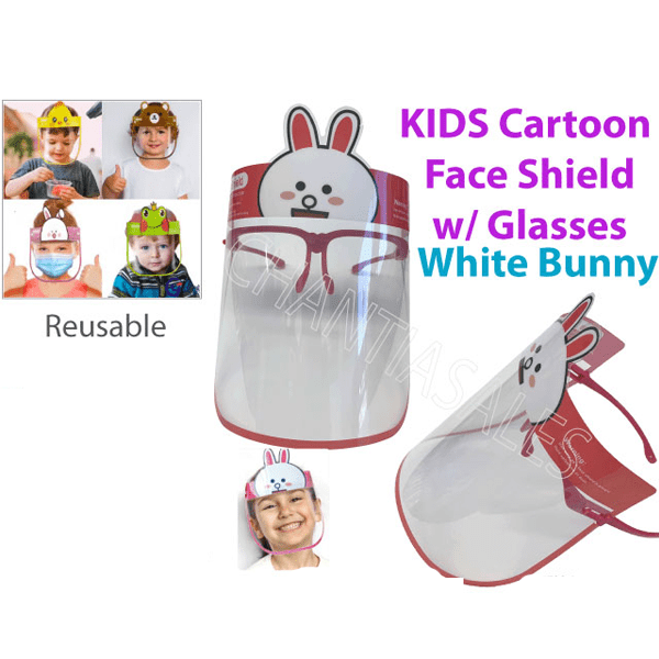 2 Pack: Kids Cartoon Face Shield with Glasses Frame