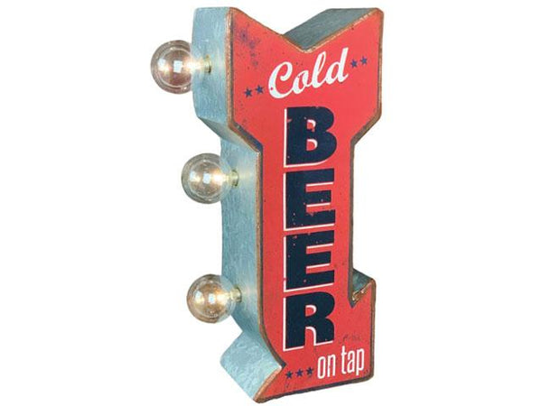 Vintage Metal Marquee LED Sign - Cold Beer on Tap