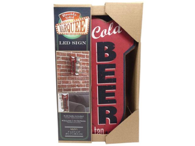 Vintage Metal Marquee LED Sign - Cold Beer on Tap