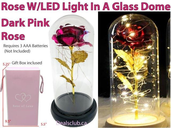 Beauty & The Beast Rose With LED Light In A Glass Dome