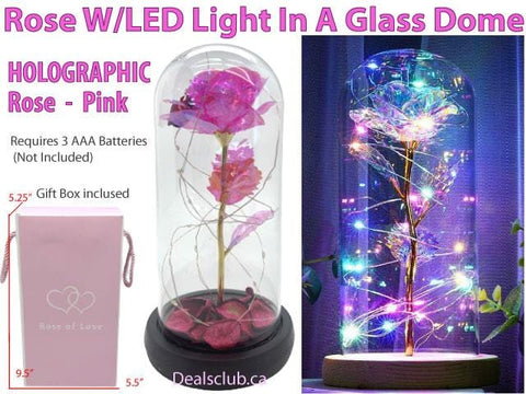 Beauty & The Beast Rose With LED Light In A Glass Dome