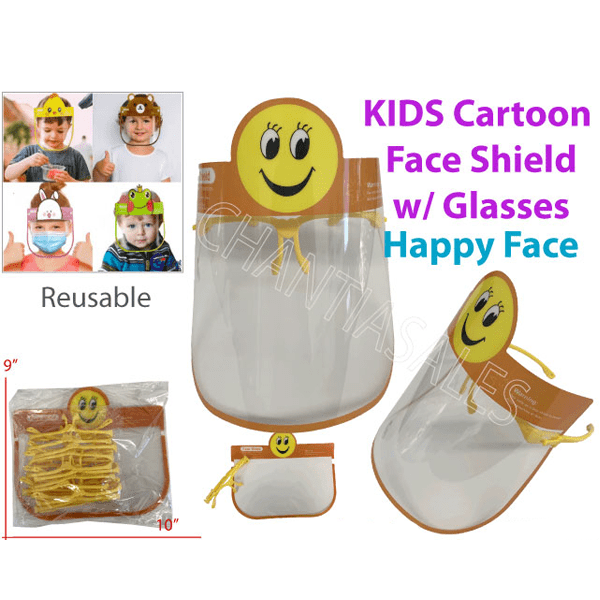 2 Pack: Kids Cartoon Face Shield with Glasses Frame