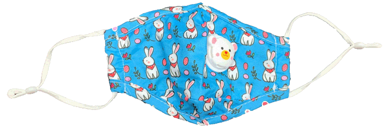 2 Pack: Cotton Kids Mask With Exhalation Valve and Filter Pocket