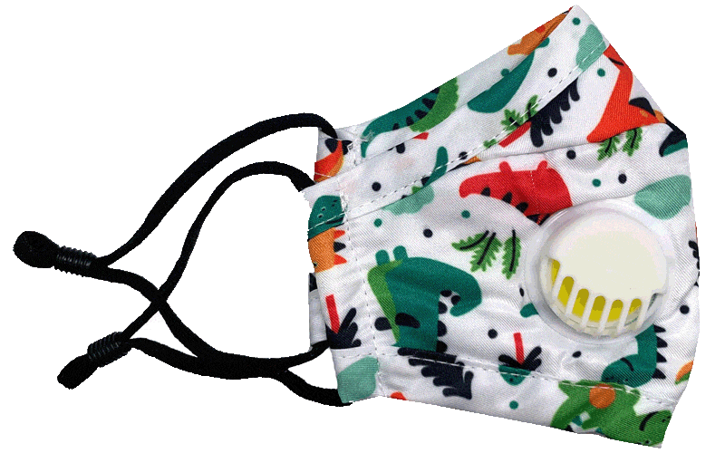 2 Pack: Cotton Kids Mask With Exhalation Valve and Filter Pocket