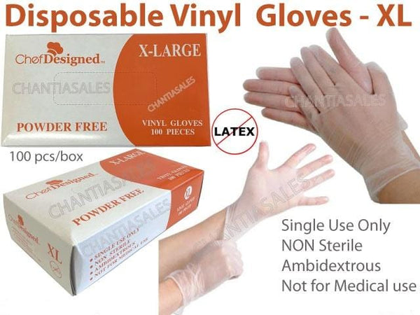Chef Designed Disposable Vinyl Gloves - XL