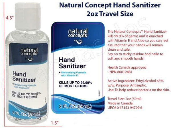 Natural Concept Hand Sanitizer 2oz Travel Size