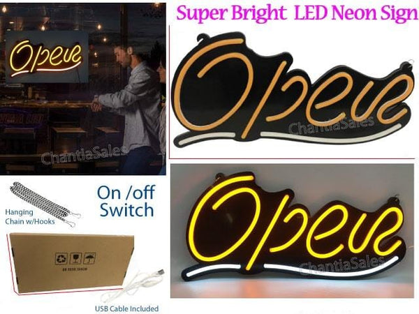 Neon LED - Open Sign (Orange/White)