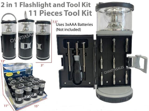 2 in 1 Flashlight And 11 Piece Tool Kit