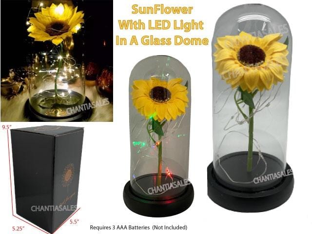 Sunflower Led Light in Glass Dome