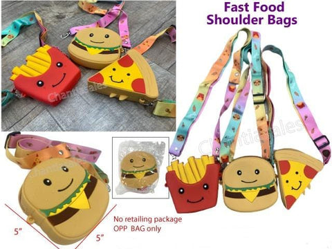 Silicone Fast Food Shoulder Bags - Fries, Burger, Pizza
