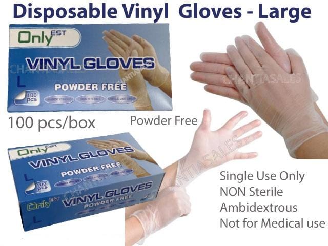Only EST Vinyl Disposable Gloves - Powder Free - White