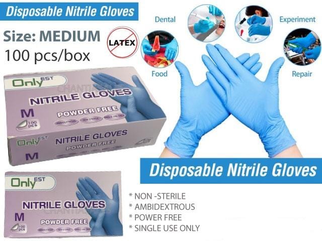 Only EST Vinyl Disposable Gloves - Powder Free - Blue
