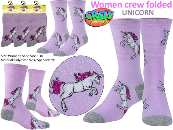 Crazy Socks - Unicorn Women's Crew Folded