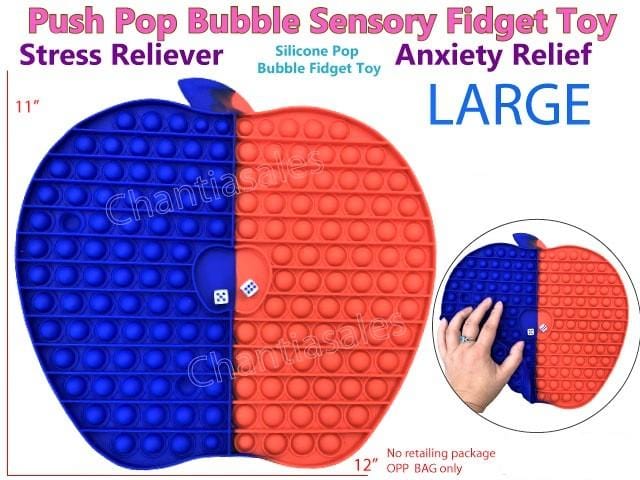 POPBUBBLE - APPLE WITH 2 DICES BLUE/RED - LARGE