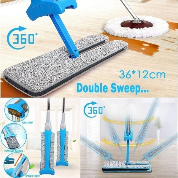 360 Degree Double Sided Microfiber Mop with Stainless Steel Handle