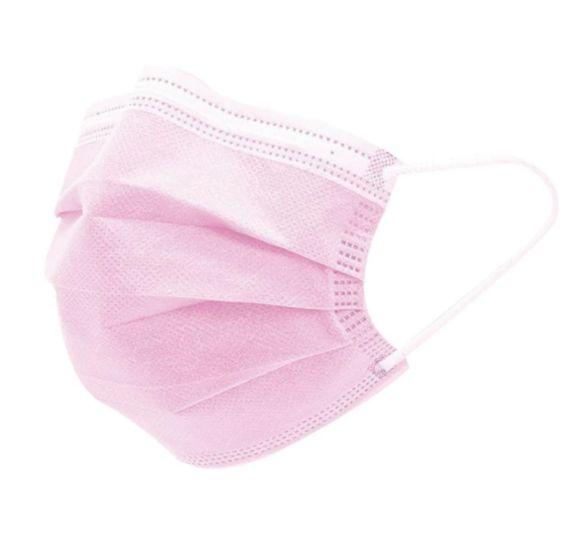 3-Ply Disposable Protective Pink Face Mask - 1 Box - 50 Masks