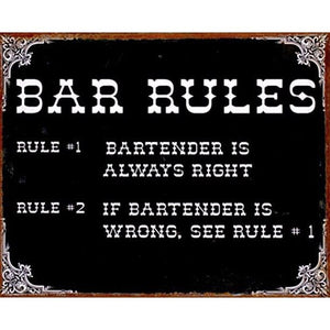 Bar Rules Metal Sign