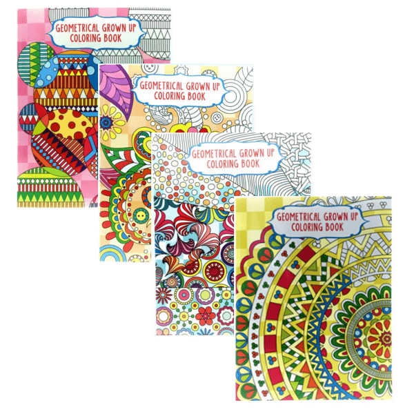 Adult Coloring Books Set Of 4 - Geometrical Grown Up Colouring Book