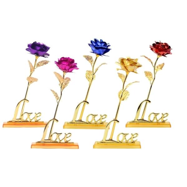 All Deals - 24K Gold Plated Forever Love Rose With Love Stand Holder - Assorted Colors