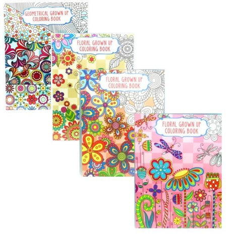 All Deals - Adult Coloring Books Set Of 4 - Floral Grown Up Colouring Book
