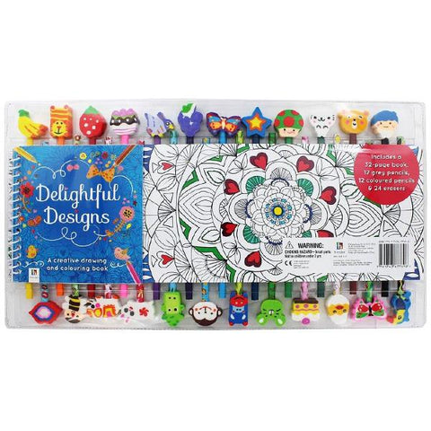 All Deals - Delightful Designs - A Creative Drawing And Coloring Book Kit