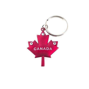 12 Pieces or 24 Pieces Tri-Stone Canadian Red Maple Leaf Metal Keychain