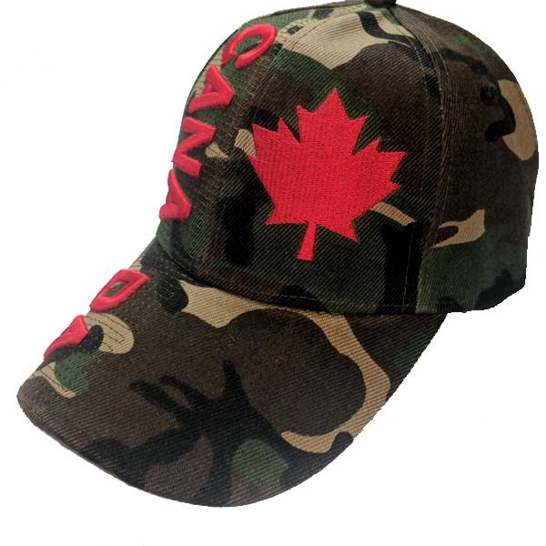 Apparel - Canada Limited Edition Camo Solid Maple Leaf Stitched & Embroidered Baseball Cap