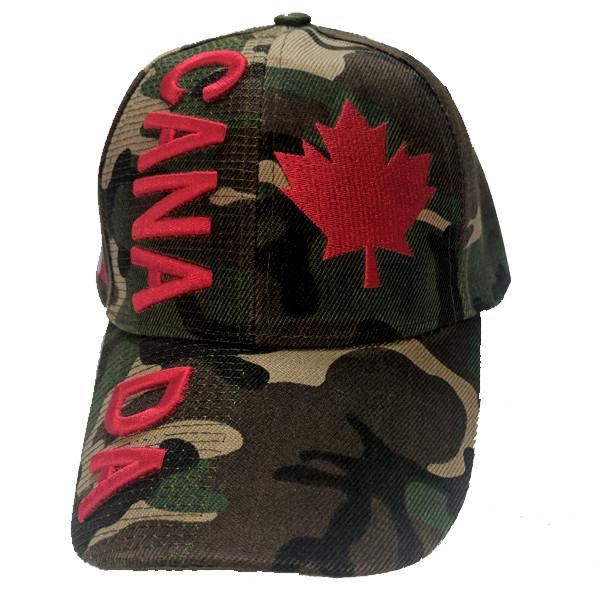 Apparel - Canada Limited Edition Camo Solid Maple Leaf Stitched & Embroidered Baseball Cap