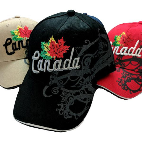 Apparel - Limited Edition Canadian Dream Tri-Colour Maple Leaf Stitched & Embroidered Baseball Cap - 4 Colours Available!